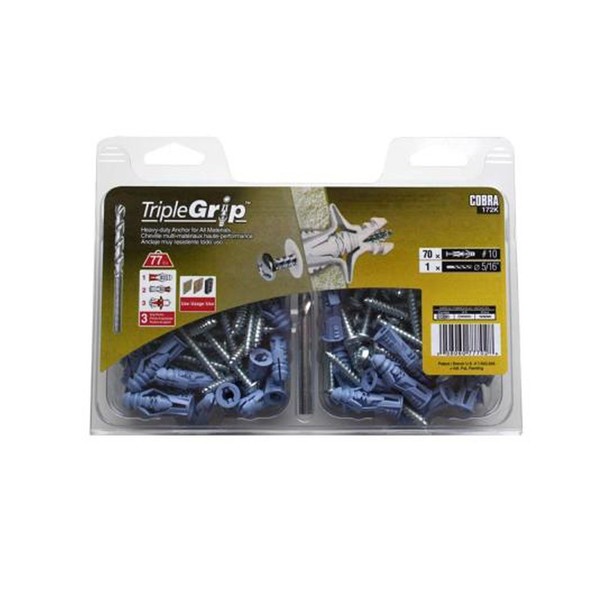 Primacoustic Cobra Triple Grip Wall Anchor Kit, 200 pcs, Pack
