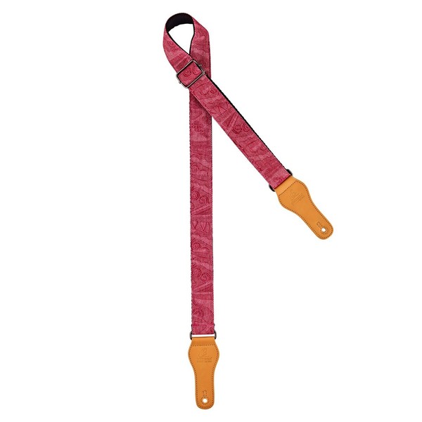 Ortega OCS-320U Spring Series Guitar Strap, Pink Jean - Front