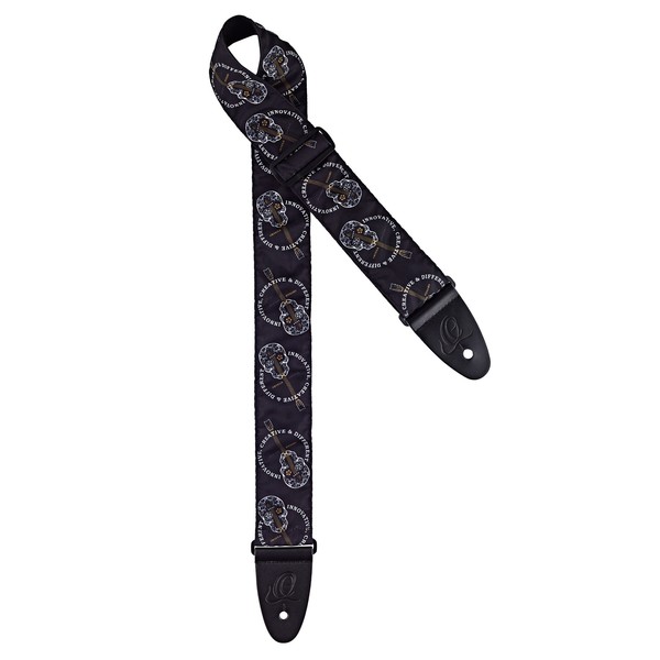 Ortega OSN-65SKBK Nylon Guitar Strap, Black w/ Skulls