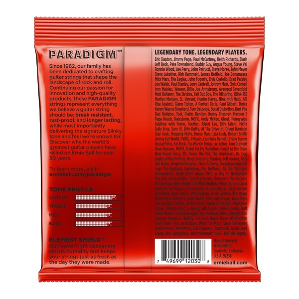 Ernie Ball Paradigm Skinny Top Heavy Bottom 7-String, 10-62 - back