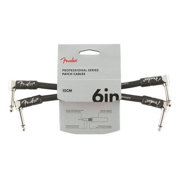 Fender Professional 6" Patch Cable 2-Pack, Black - Front