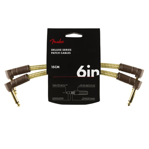 Fender Deluxe 6" Patch Cable 2- Pack, Tweed - Front