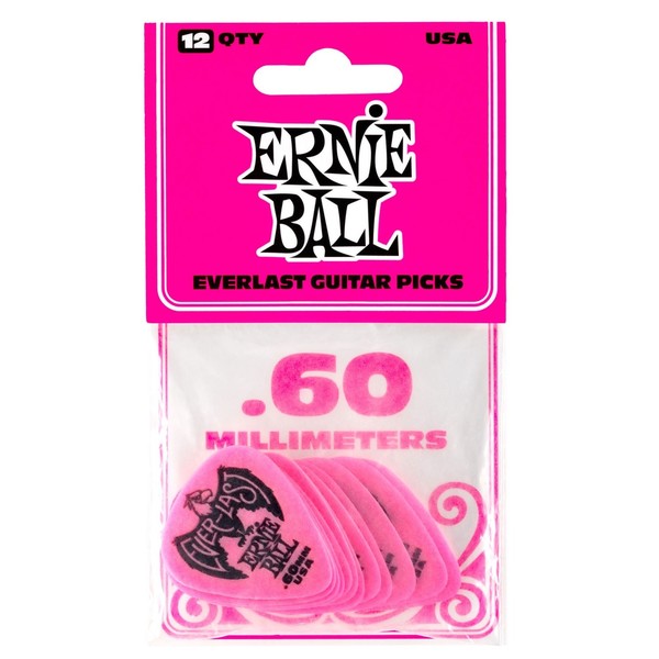 Ernie Ball Everlast 0.60mm Pink, 12 Pack - Packaging front