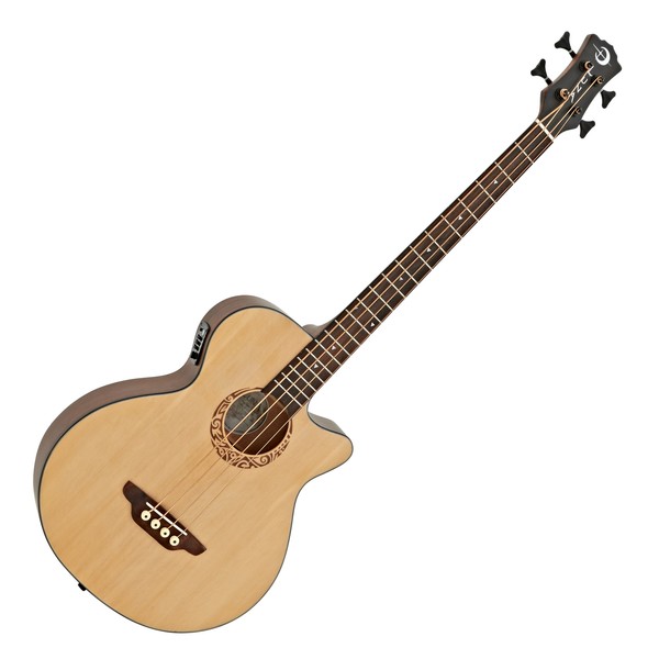 Luna Tribal Electro Acoustic Bass, Satin Natural