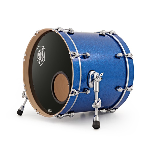 SJC Custom Drums 15 x 18 Kick Drum, Blue Glass Glitter for Ed Payne