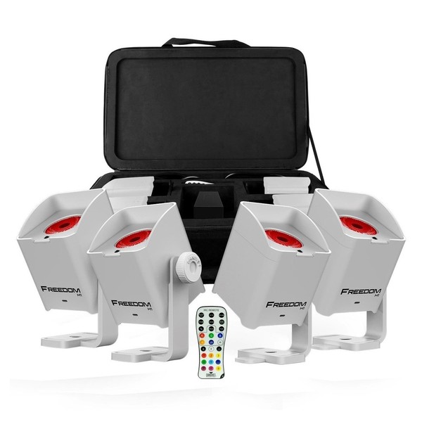 Chauvet Freedom H1 Wireless LED Wash Lighting System, 4 Pack, White, Full Package