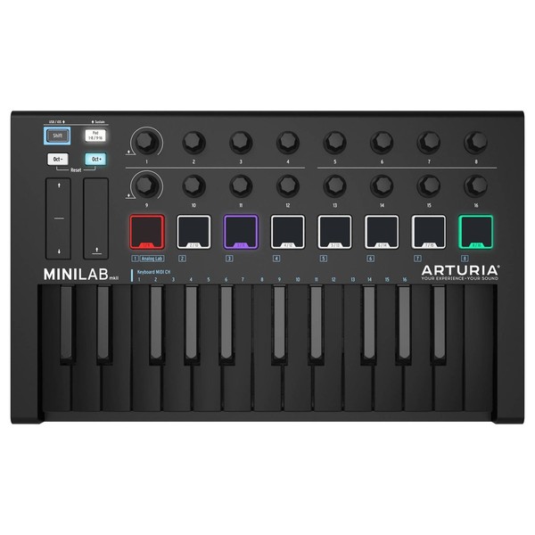 Arturia MiniLab Universal MKII MIDI Controller, Deep Black - 