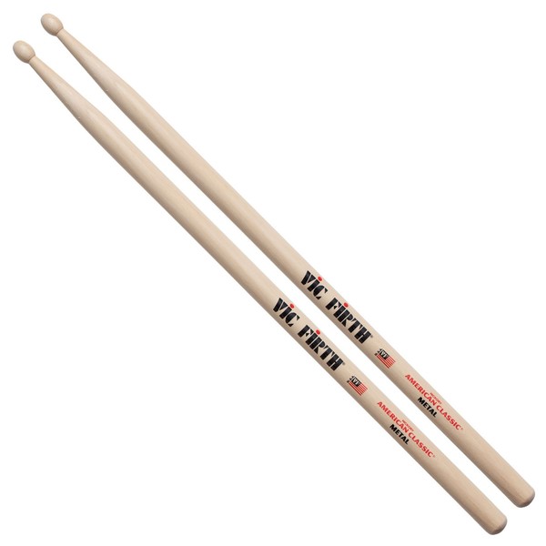 Vic Firth American Classic CM Metal Hickory Drumsticks, Wood Tip