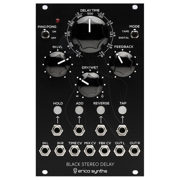 Erica Synths Black Stereo Delay - Front Panel