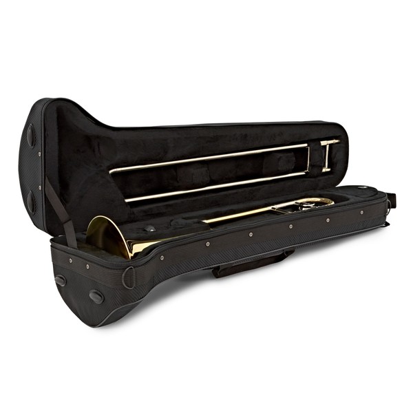 Bach TB501 Student Trombone Outfit, Small Bore case open