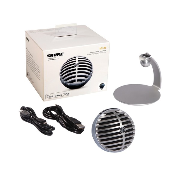 Shure MOTIV MV5 USB Microphone, Silver - Components