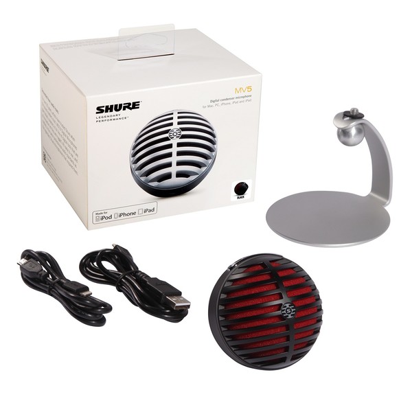 Shure MOTIV MV5 USB Microphone, Black - Components 