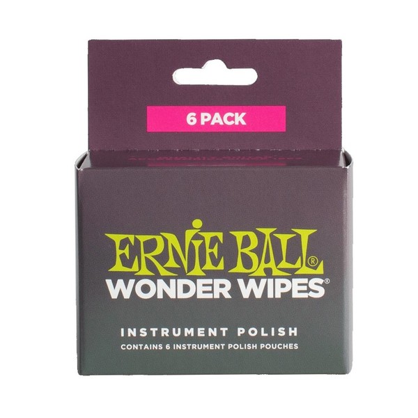Ernie Ball Wonder Wipe Instrument Polish, 6 Pack - Front View