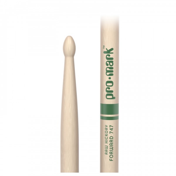 Promark Classic Forward 747 Raw Hickory Drumsticks, Wood Tip Logo