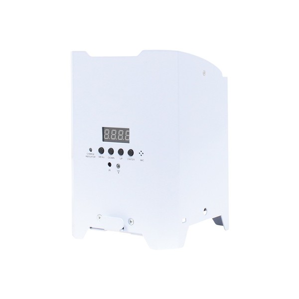 LEDJ Rapid QB1 RGBA Battery-Powered LED Uplighter, White Housing, Rear Angled