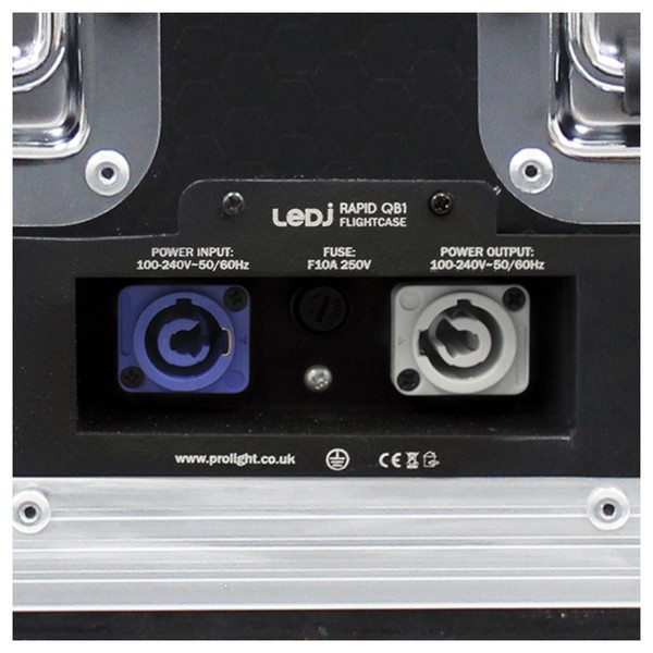LEDJ Rapid QB1 Charge Flight Case, PowerCON Close Up