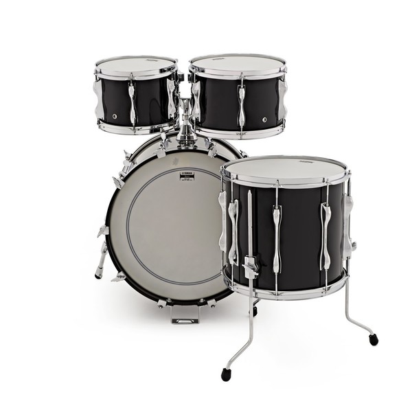Yamaha Recording Custom 4 Piece Shell Pack, Solid Black w/Bag Set - behind kit