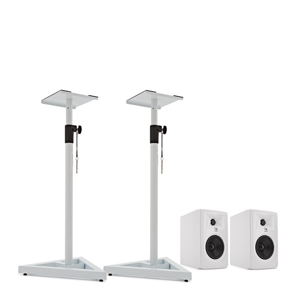 JBL 305P MKII Studio Monitors with Stands, White