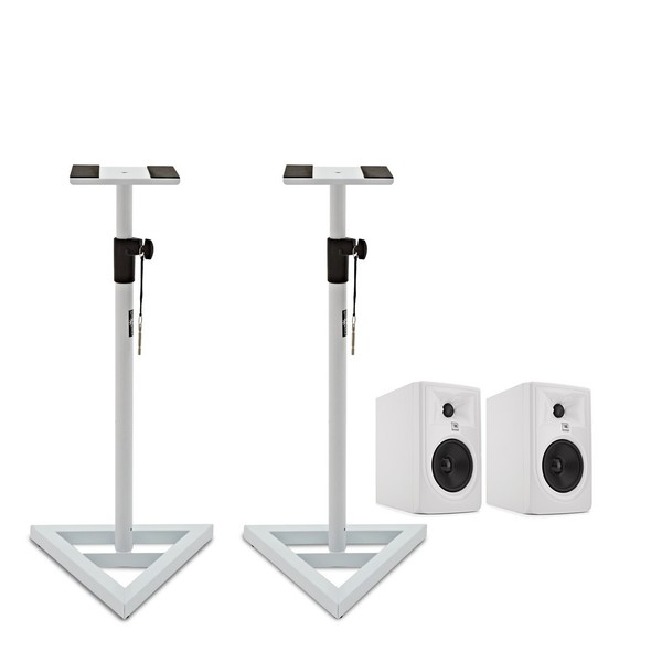 JBL 305P MKII Studio Monitors with Stands, White