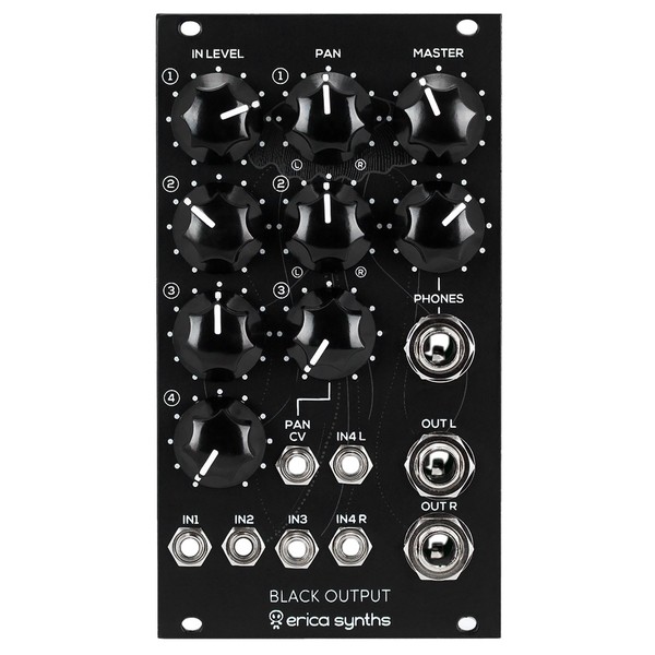 Black output module front panel 