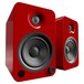 Kanto YU4 Powered Bookshelf Speakers, Gloss Red - Angled