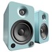 Kanto YU4 Powered Bookshelf Speakers, Gloss Teal - Angled