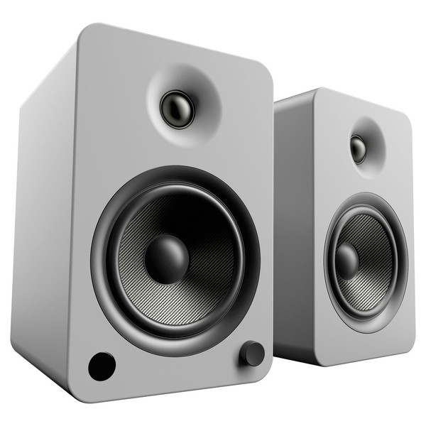 Kanto YU6 Powered Bookshelf Speakers, Matte Grey - Angled