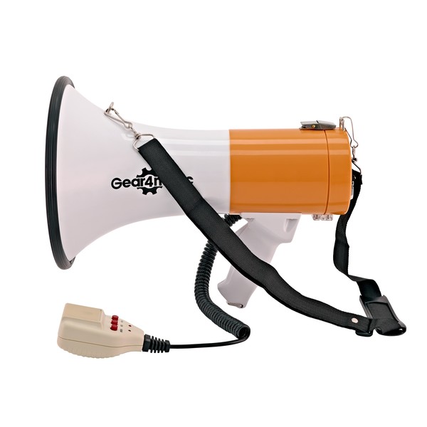 Megaphone with Handheld Microphone by Gear4music  strap