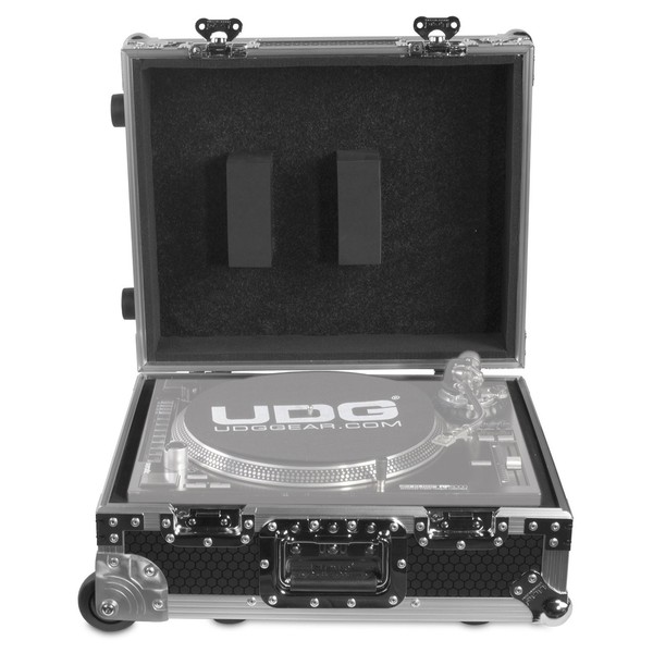 UDG FlightCase Multi Format Turntable + (Trolley & Wheels), Silver - Main (Turntable Not Included)