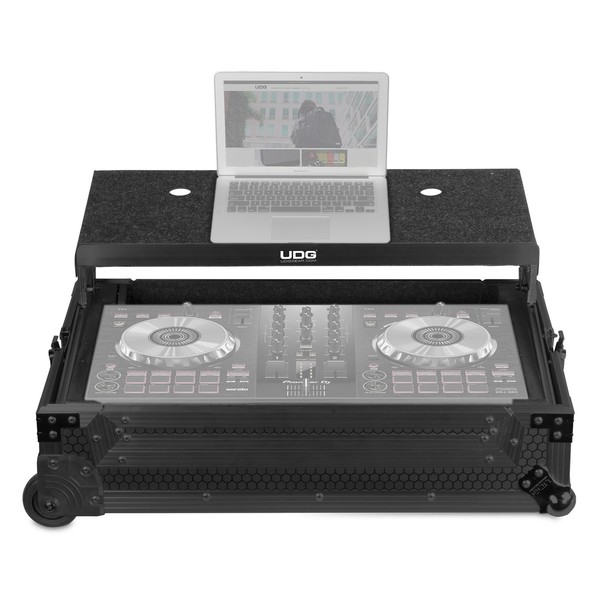 UDG FlightCase Multi Format XL + (Laptop & Trolley & Wheels), Black - Front Open (Controller and Laptop Not Included)