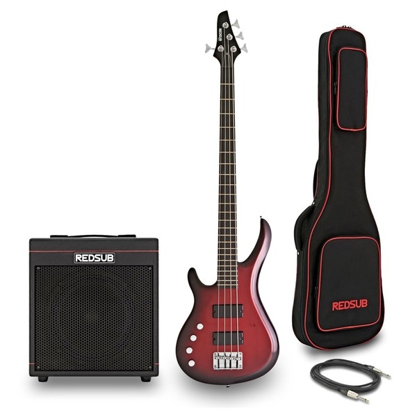 RedSub IN Left Handed Bass and BA-30 Amp Bundle, Trans Red Burst