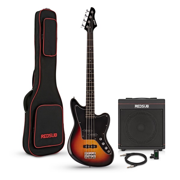 RedSub SF Bass Guitar and BA-30 Amp Bundle, Sunburst