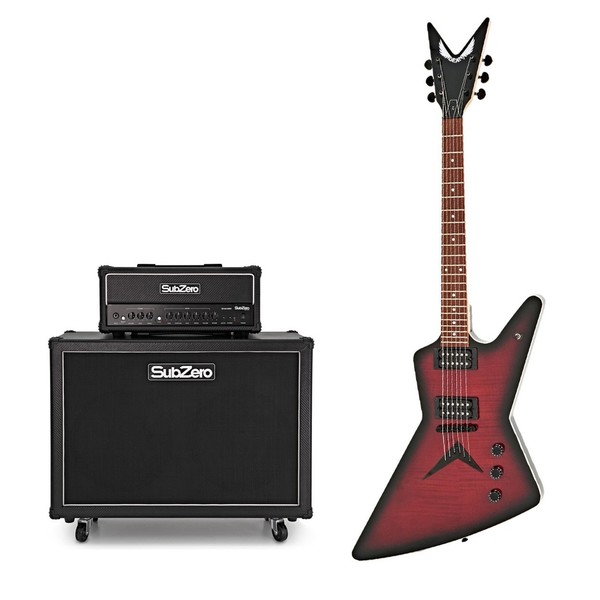 Dean ZX Flame Top, Trans Red w/ SubZero SA-100 2x12 Stack