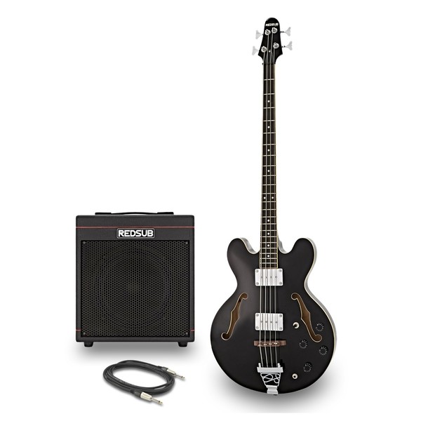 RedSub HB Bass Guitar and BA-30 Amp Bundle, Jet Black
