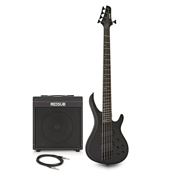 RedSub INF5 5-String Fanned Fret Bass and BA-30 Amp Bundle, Black