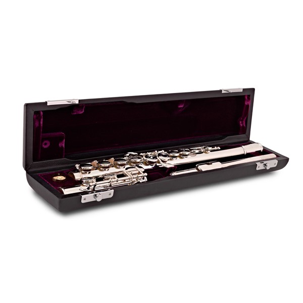 Trevor James Virtuoso Flute, Traditional Lip Plate case open