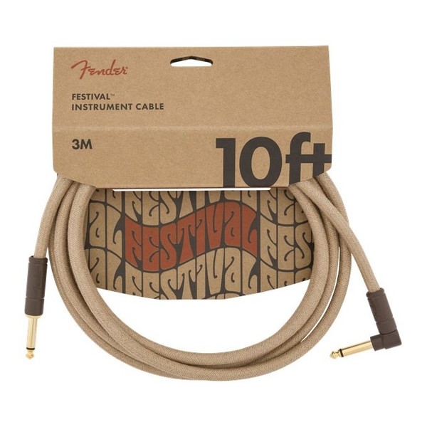 Fender Pure Hemp 10ft Angled Instrument Cable, Natural
