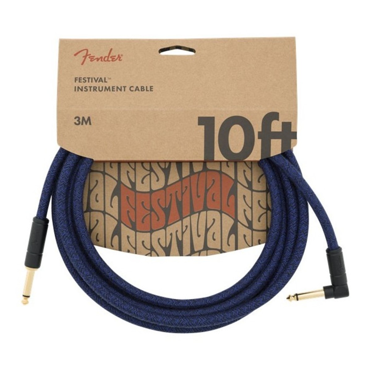 Fender Câble d'Instrument en Chanvre Pur, connecteur coudé, 3 mètres ...