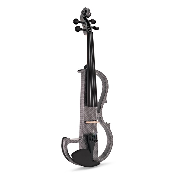 Electric Violin by Gear4music, Carbon Fibre Effect upright angle