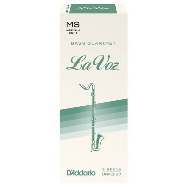 D'Addario La Voz Bass Clarinet Reeds, Medium Soft (5 Pack)