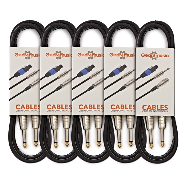 Pack of 5 Jack Instrument Cables, 3m