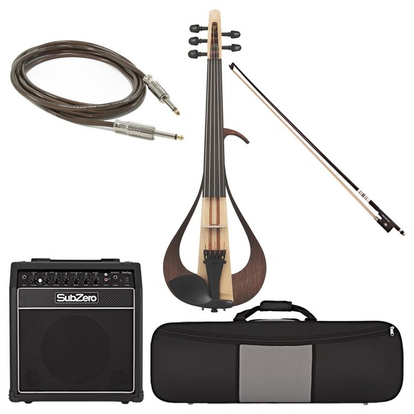 Yamaha YEV105 Electric Violin Package, Natural Finish