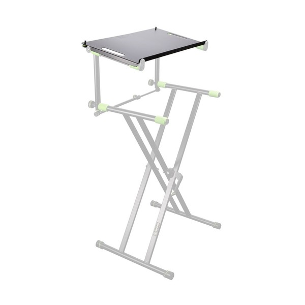 Gravity K2 LTS 2 T Utility Shelf for Second Tier Keyboard Stand Addon, Pictured on Stand, Full View 2