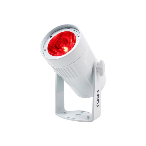 LEDJ Event Spot Rapid RGBW LED Pin Spot, Front Angled Upright, Lit