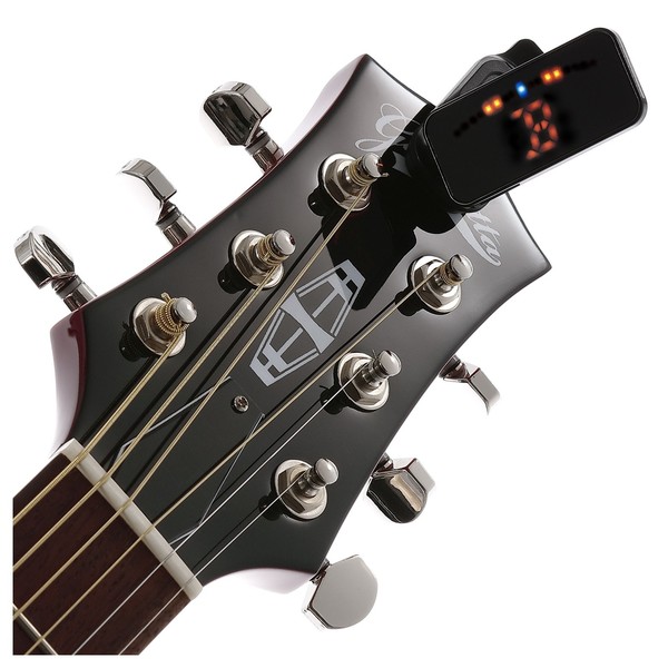 Korg PitchClip2 Plus Clip-On Tuner - Headstock Attachment View