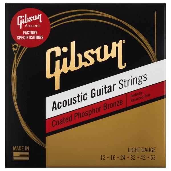 Gibson Coated Phosphor Bronze Acoustic Strings, Light 12-53 - front
