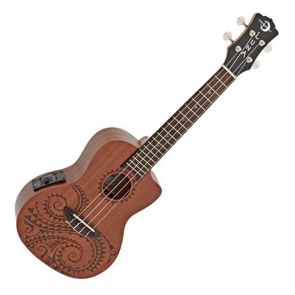 Luna Tattoo Electro Concert Ukulele, Mahogany