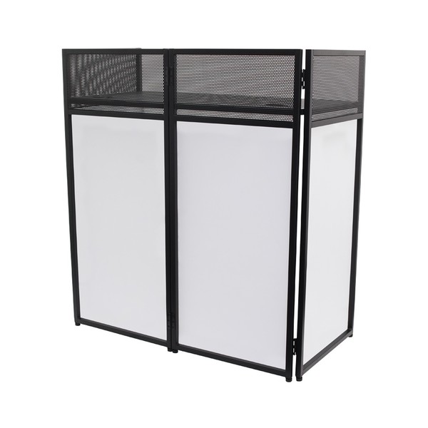 Equinox Combi Booth Foldable DJ Booth System, Front Angled Left with White Lycra