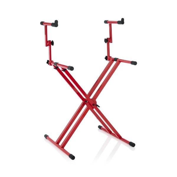 Frameworks GFW-KEY-5100XRED Deluxe 2-Tier X-Style Keyboard Stand, Red, Angled