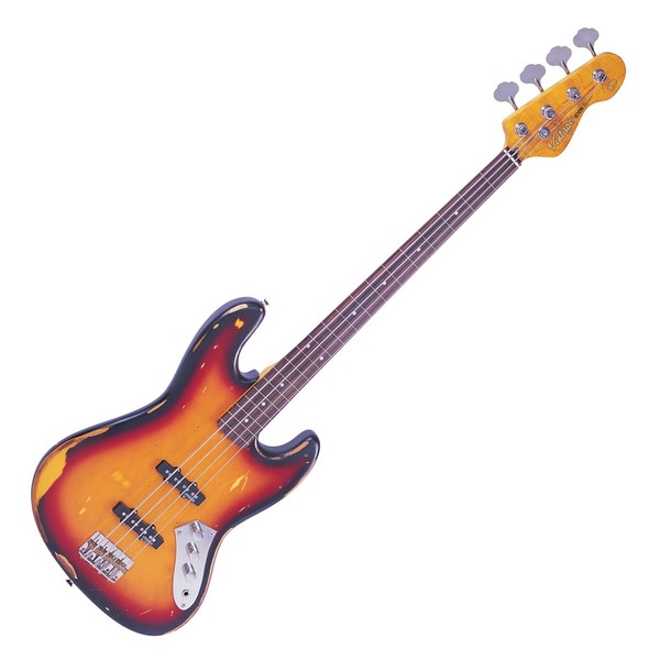 Vintage V74 Icon Fretless Bass, Sunburst